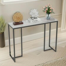Marble Hallway Console Table With 3 Legs White And Black White