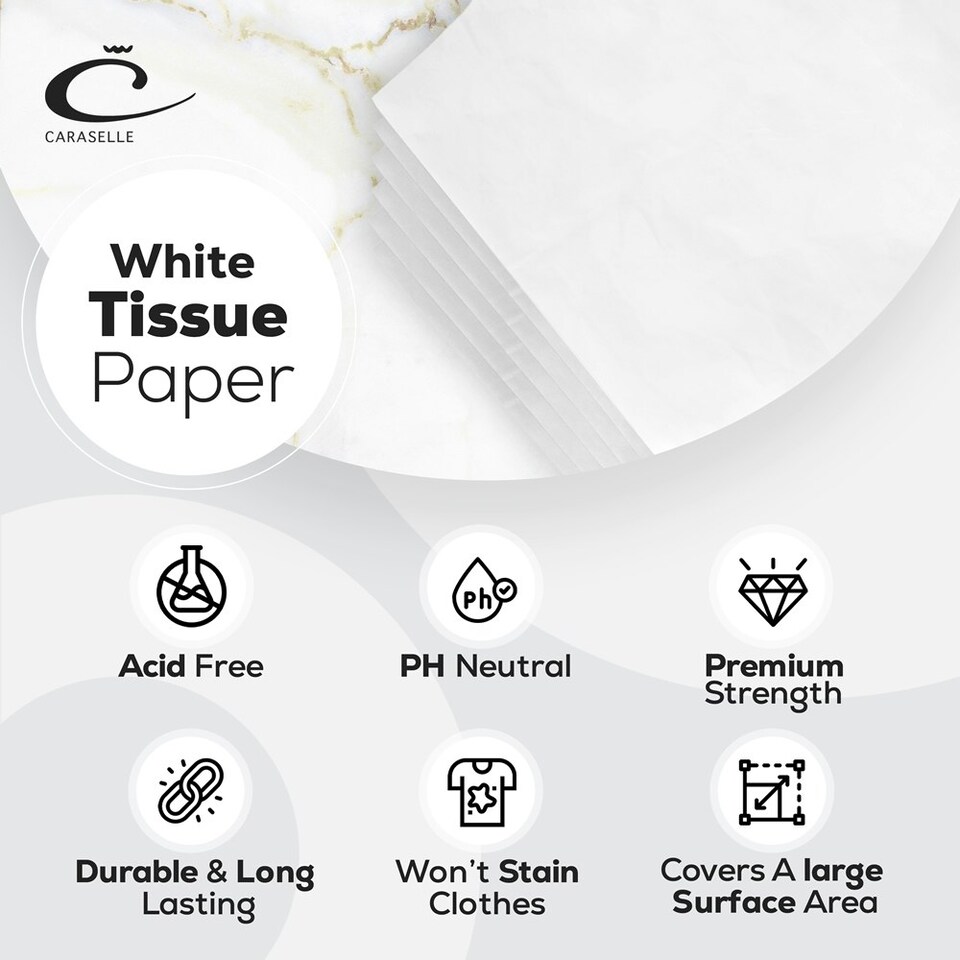 image 1 of Caraselle Medium White Acid Free Tissue Paper - 25 Sheets/Pk (45 x 70cm) White | M