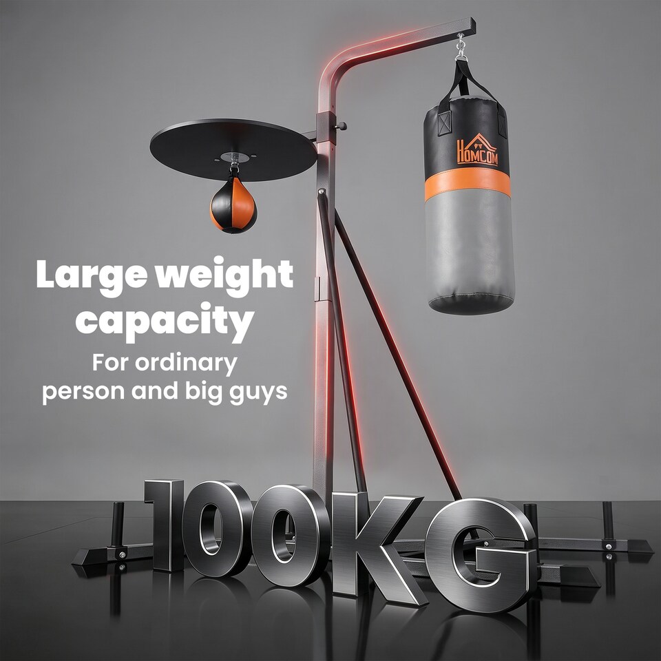 image 1 of HOMCOM Punchbag & Speedball Boxing Station w/ Freestanding Frame, Grey