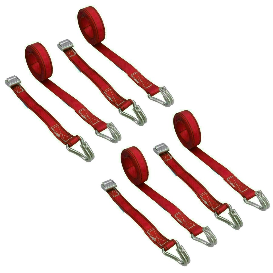 image 1 of 4pk Cam Buckle Strap Stainless Steel 3.7m Tie Luggage Straps Marine Grade Claw Hooks