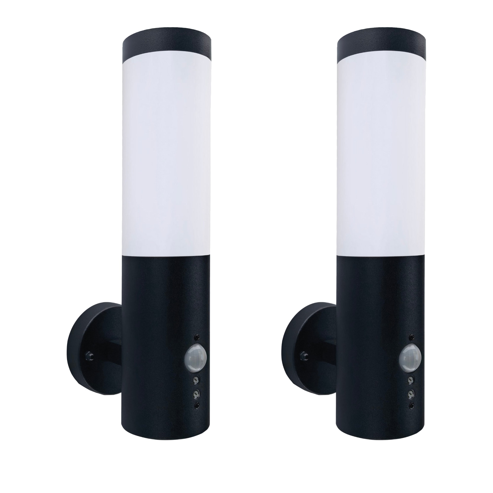 First Choice Lighting Set of 2 Carlton Black Outdoor Motion Sensor Wall Lights