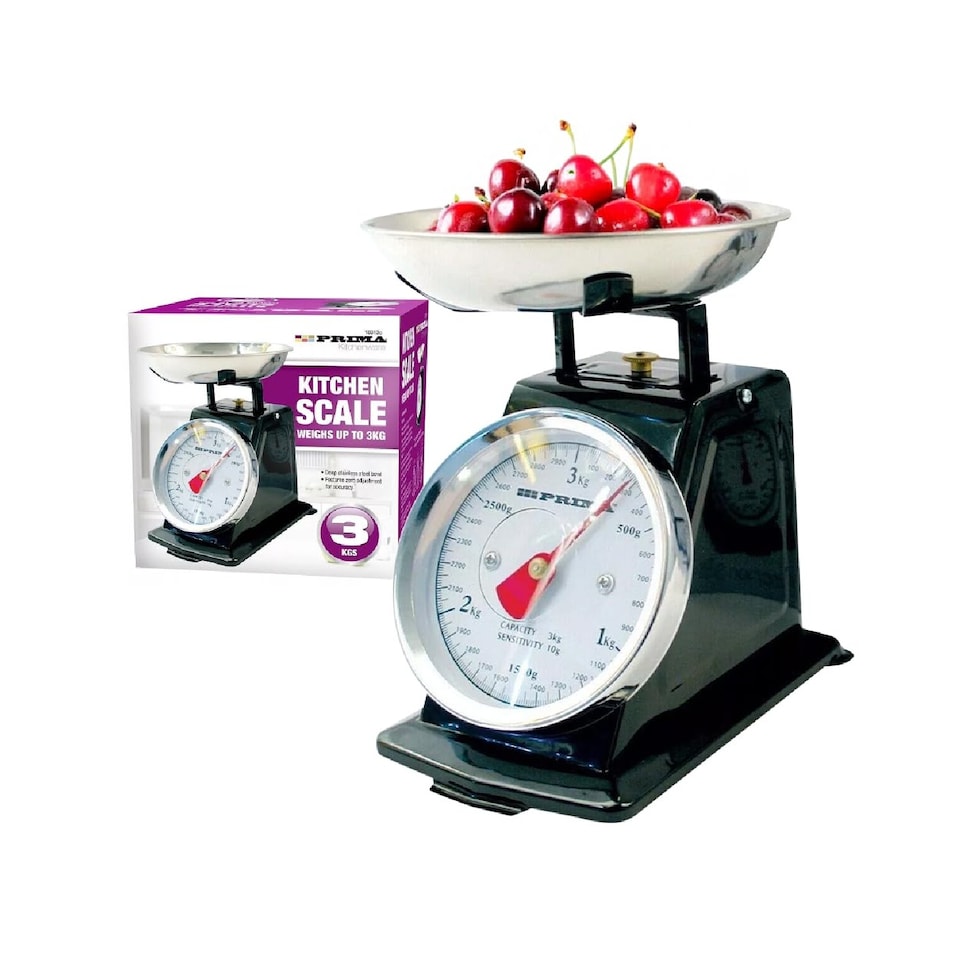 image 1 of 3kg Traditional Weighing Kitchen Scale Bowl Retro Scales Baking Black