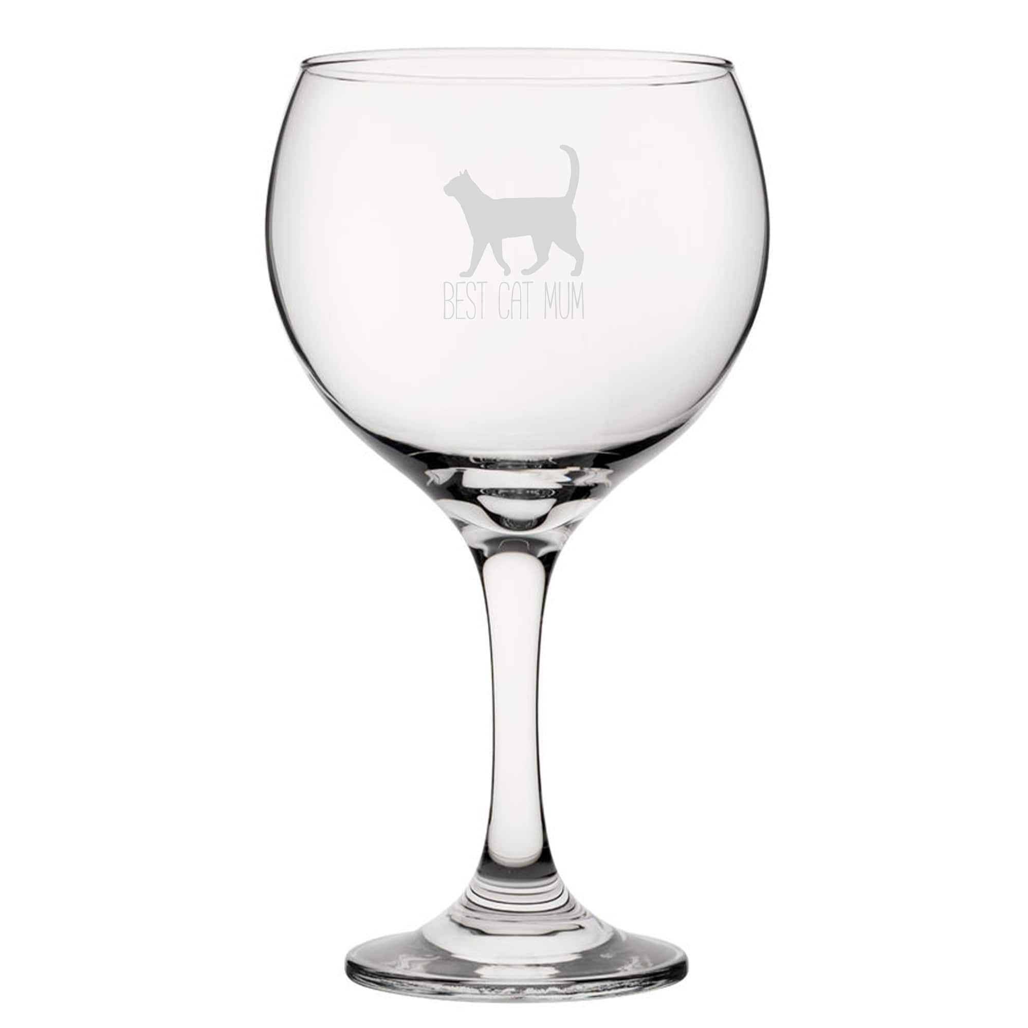 Personalised Best Cat Dad Engraved Gin Balloon Cocktail Glass