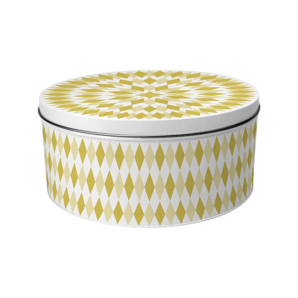 image 1 of Yellow Argyle Pattern Round Cake Tin Set