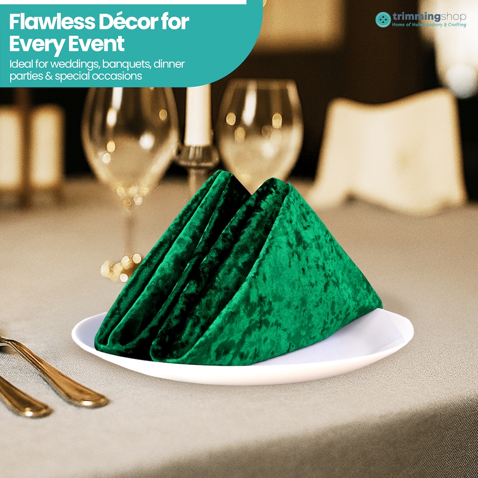 image 1 of Square Crushed Velvet Napkins, Cloth with Hemmed Edges Napkins - 20 Inch