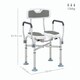 image 7 of HOMCOM Padded Bath Chair with Slotted Seat and Adjustable Height, Grey