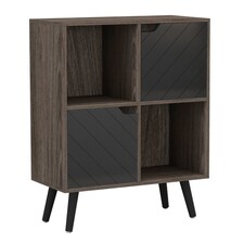 Anthracite Oak 4-Cube Storage Unit with 2 Line Doors and Legs | Black | Black & Black | 1