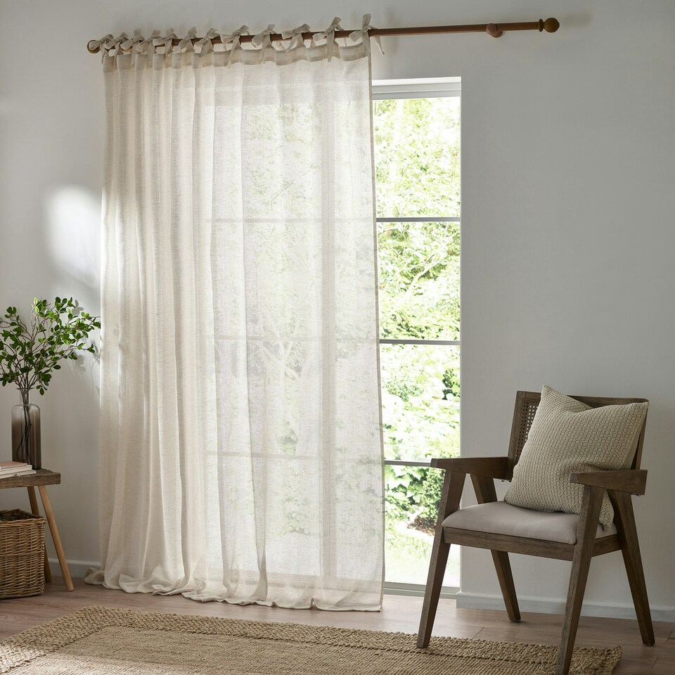 image 1 of Yard Nimbus Sheer Natural Tie Top Curtain Panel 290 x 250 cm Multi