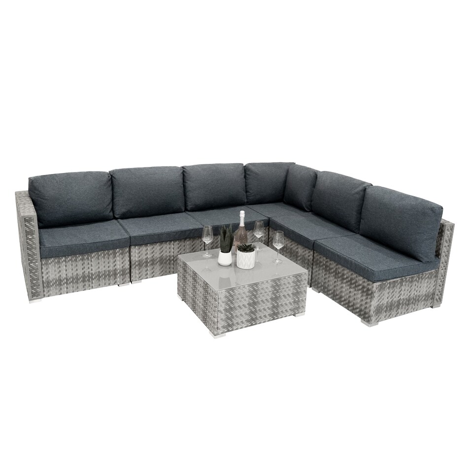 image 1 of Rattan Modular 7 Piece Furniture Set - Grey