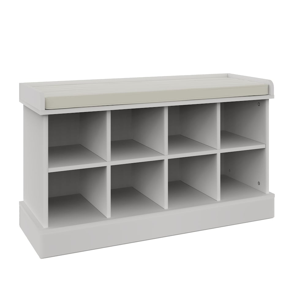 image 1 of Kempton Shoe Bench & Wall Rack | White | White