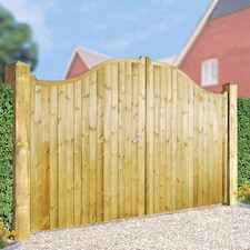Drayton Tall Shaped Top Double Gate - Pressure Treated Scandinavian Redwood - W2700 x H1800 mm | Brown | 1