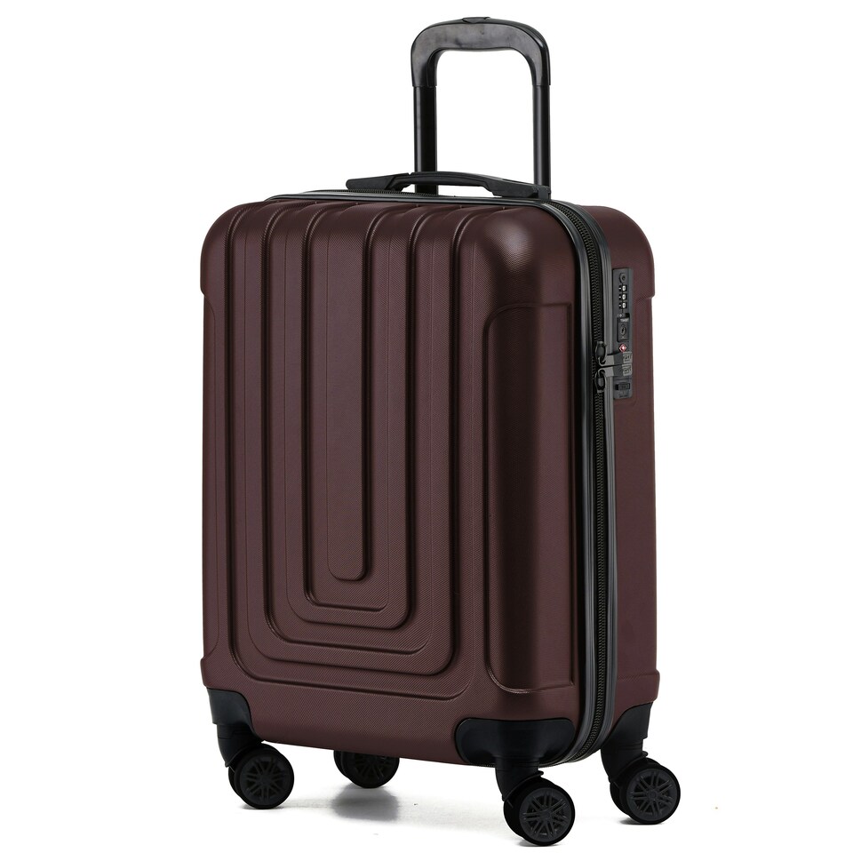 image 1 of Flight Knight Premium Hard Shell Lightweight Cabin Suitcase - 8 Wheels - TSA Lock & USB Port - 100 Airlines Approved Including Ryanair Priority - 55x40x20cm Purple | Burgundy | Cabin Bag