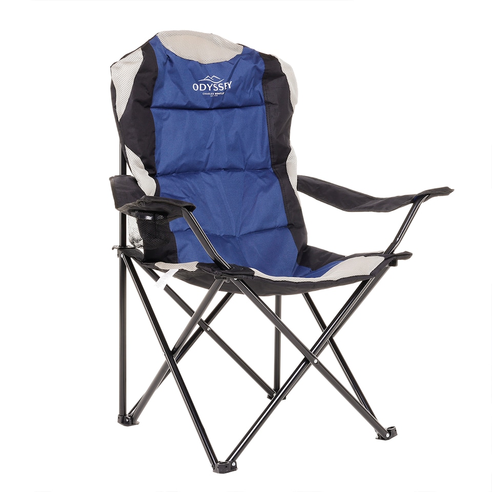 image 1 of Charles Bentley Odyssey Single Folding Camping Chair Blue & Grey Lightweight