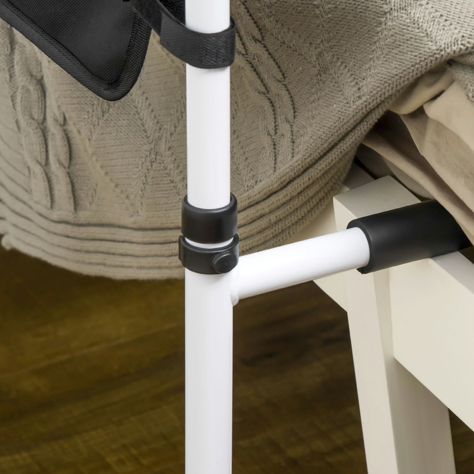 image 1 of HOMCOM Adjustable Bed Assist Rail Grab Bar for Senior and Disabled White