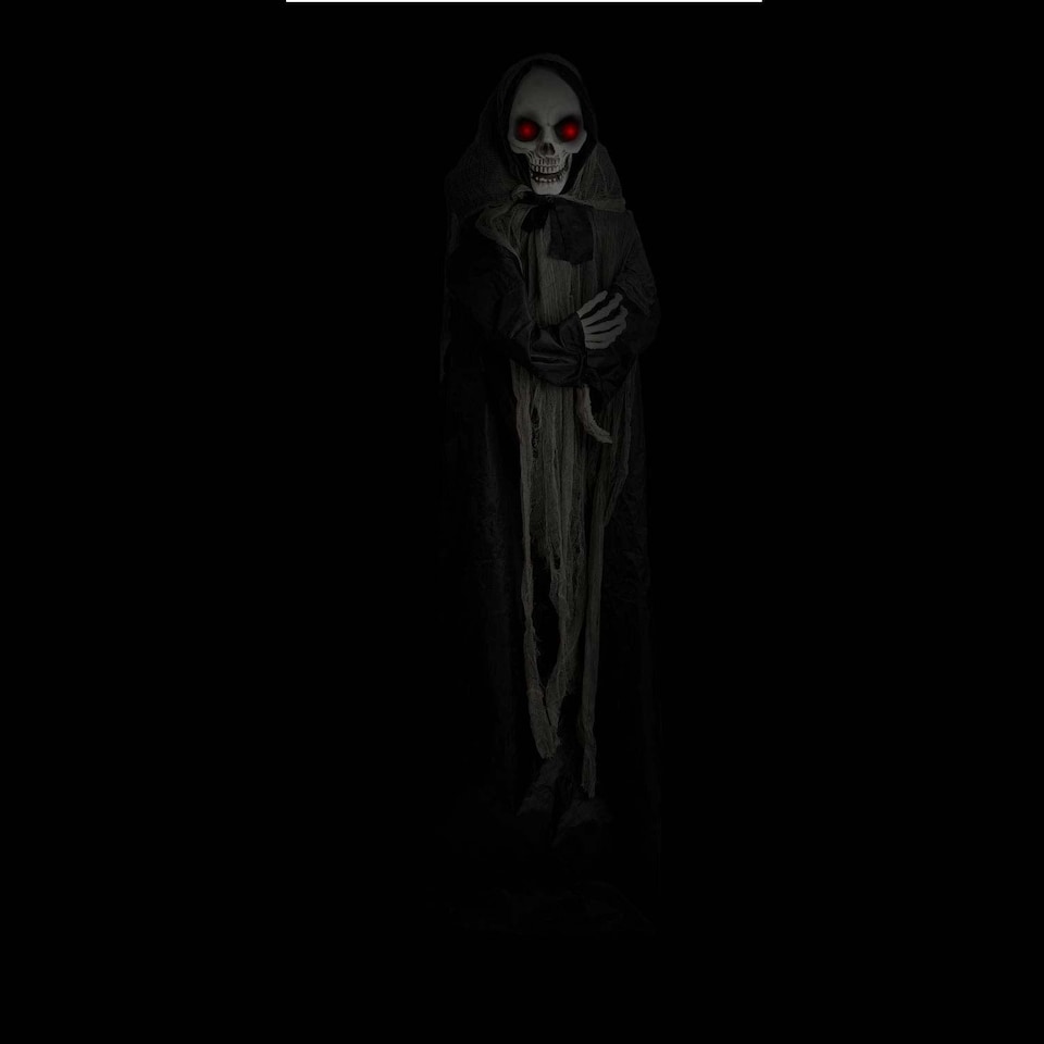 image 1 of PMS 72-inch Animated Skeleton Ghost Decoration - Black Halloween Prop