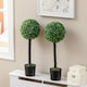 image 2 of HOMCOM Set of 2 Potted Artificial Plants Boxwood Ball Trees Indoor Outdoor, 60cm
