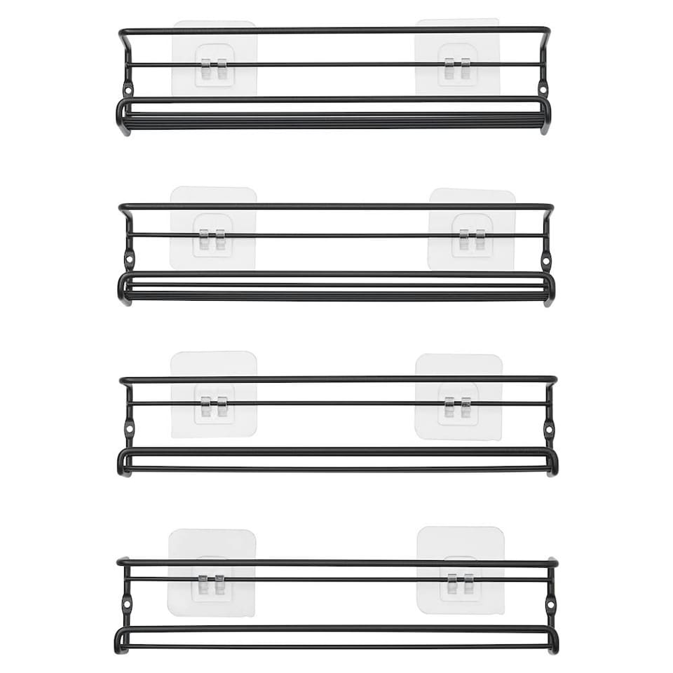 image 1 of Living and Home Set of 4 Wall-Mounted Metal Wire Spice Racks