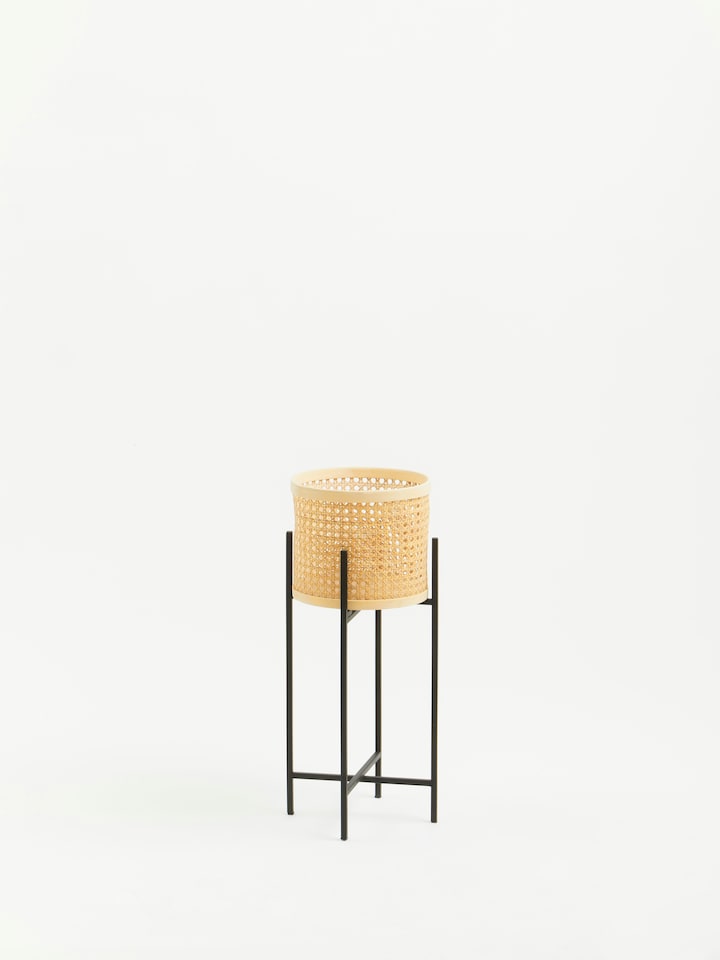 image 1 of Interiors by Premier Contemporary Small Planter, Handwoven Detailing On Small Outdoor Planters, Sturdy Planter For Flowers | Cream