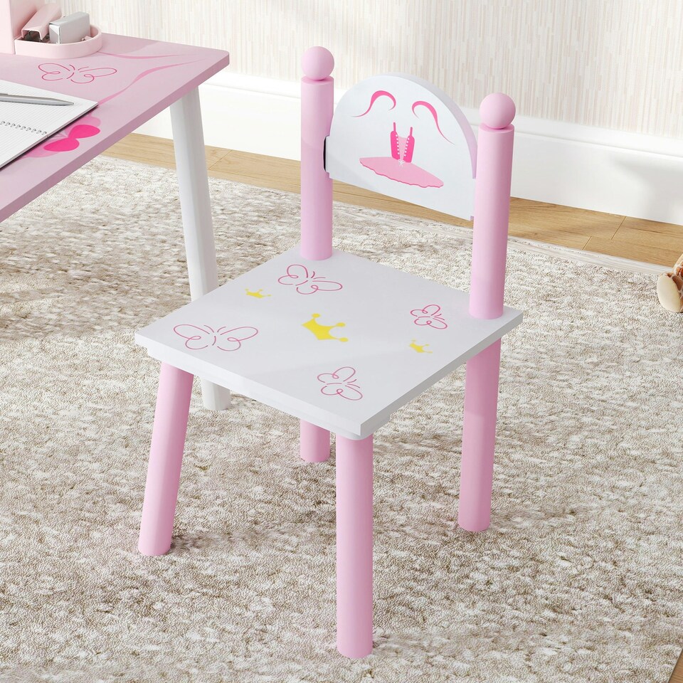 image 1 of AIYAPLAY Princess-Designed Toddler Table and 2 Chairs Set, for Playroom | Pink