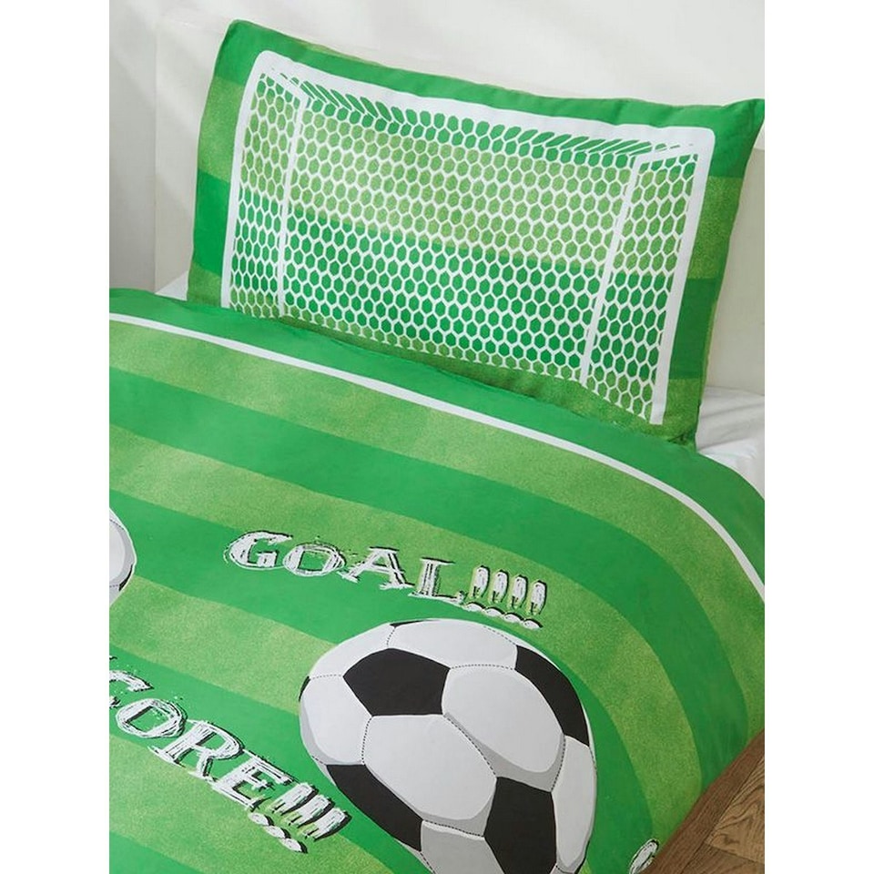 image 1 of Rapport Goal Football Duvet Cover Set - Green/White - Single