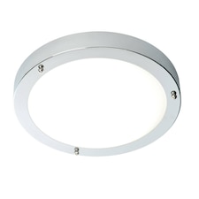 Portico LED Bathroom Flush Ceiling Light Chrome, Frosted Glass IP44
