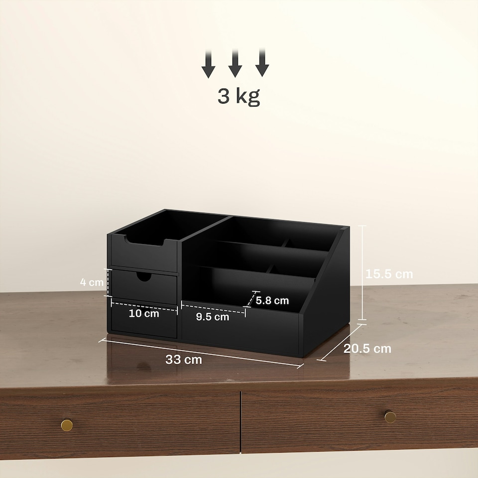 image 1 of HOMCOM Organiser Holder Multi-Function Storage Caddy Drawers Black Black