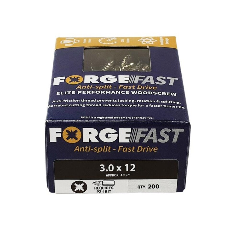 image 1 of Forgefix Forgefast Pozi Compatible Wood Screws, Box - Multi Colour - 3.0 x 20mm