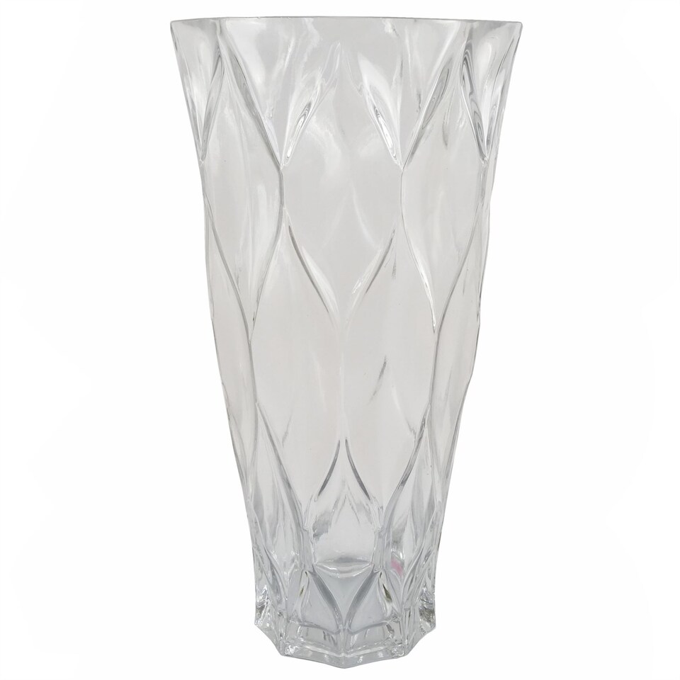 image 1 of 35cm Clear Chunky Ridged Glass Vase | White | 35