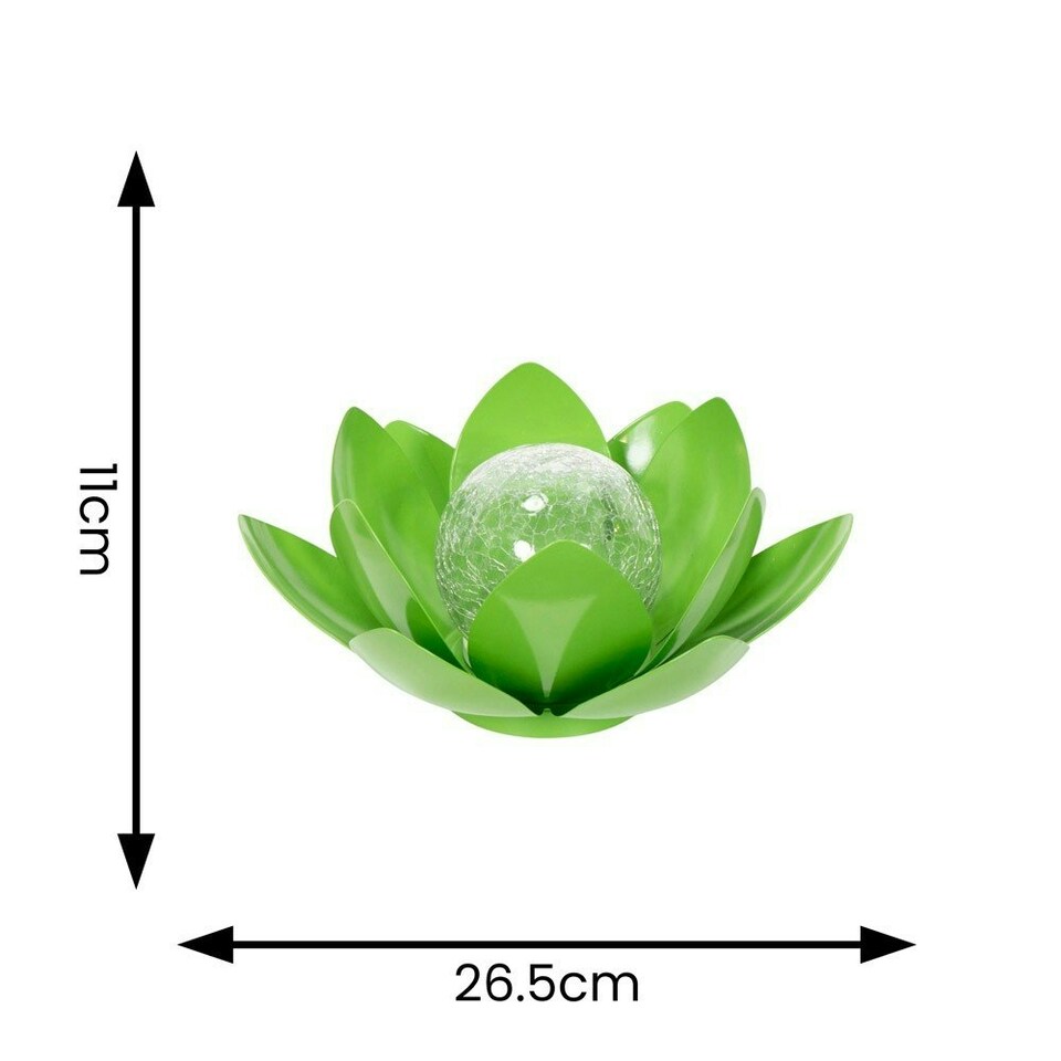 image 1 of ValueLights Green Solar Powered Outdoor Waterlily Lotus Flower Decoration Garden Light