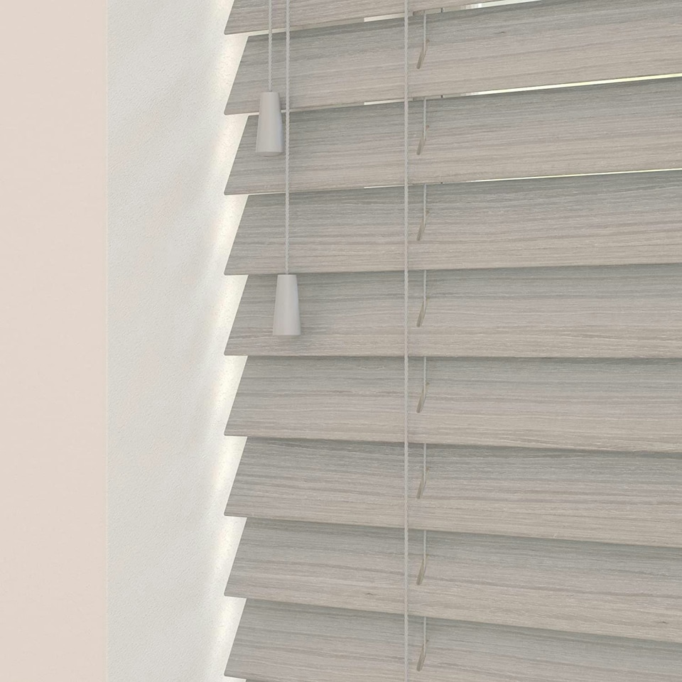 image 1 of 120cm River Oak Wooden Venetian Blinds With Strings (130cm drop) | Brown | Brown