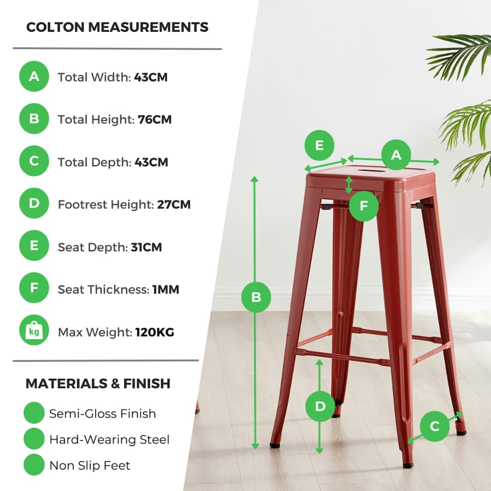 image 1 of Furniturebox 2x Colton 'Tolix' Style Red Metal Bar Stools