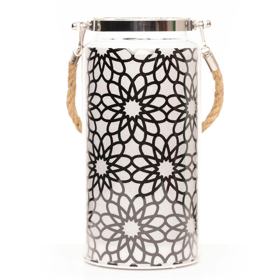 image 1 of 20cm Christmas Decorated Jar Table Flowers Design Black Lantern