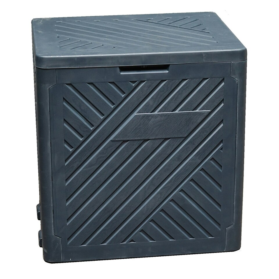 image 1 of Plastic 120L Storage Box Garden Outdoor Shed Deck Utility Cushion Chest Truck Black