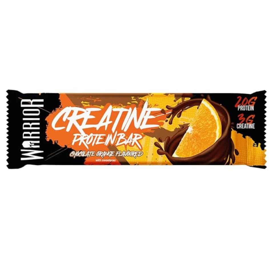 image 1 of Warrior Creatine  Protein Bars 12 x 75g – 20g High Protein Bar, 5g Creatine, Low Sugar High Fibre Oat  Bars, Meal Replacement Bars (Chocolate Orange)