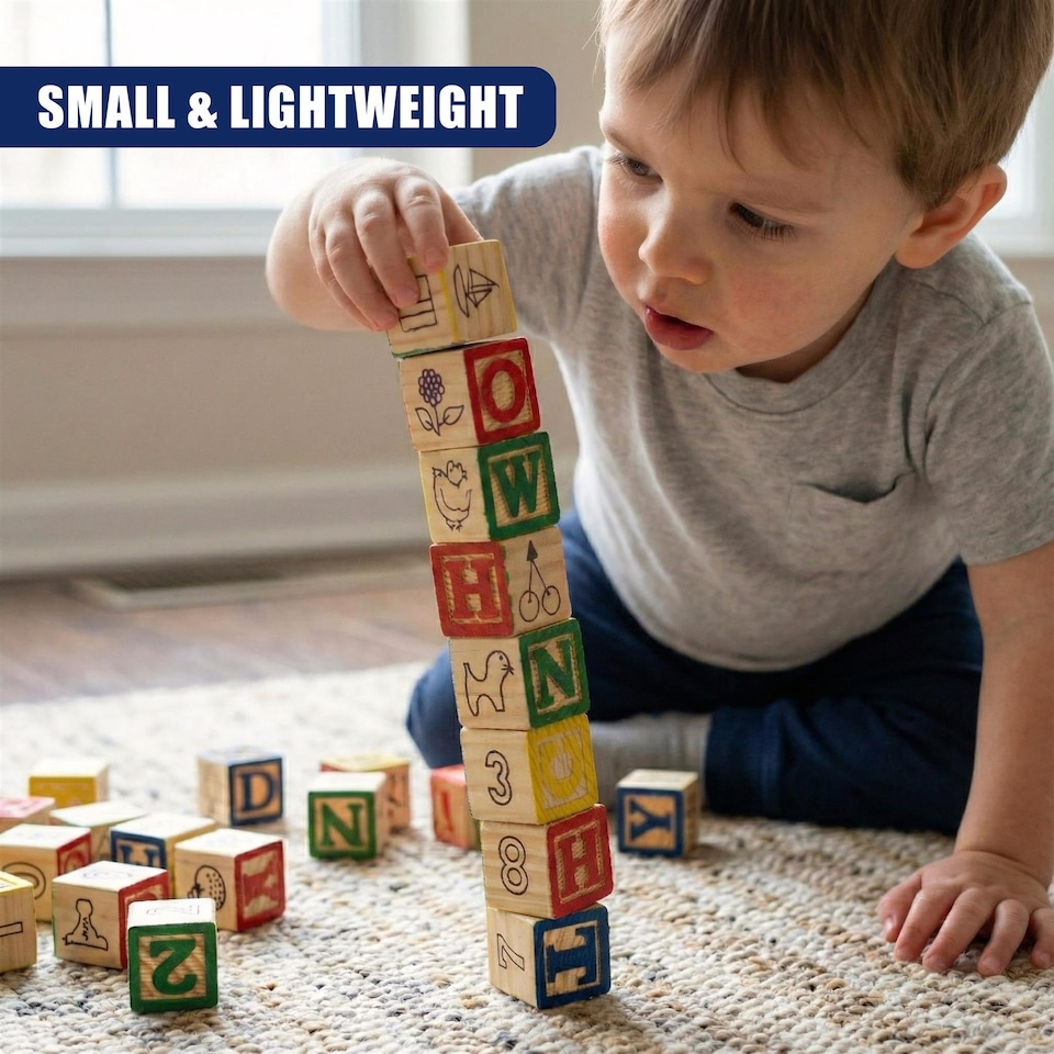 image 1 of The Magic Toy Shop ABC Alphabet Number Block Set Wooden Educational Building Blocks 30 Pcs