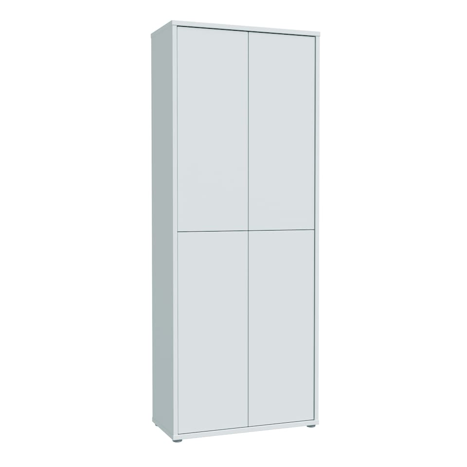 image 1 of Alice Springs Tall Shoe Cabinet with 4 Doors Push-to-Open in Light Grey