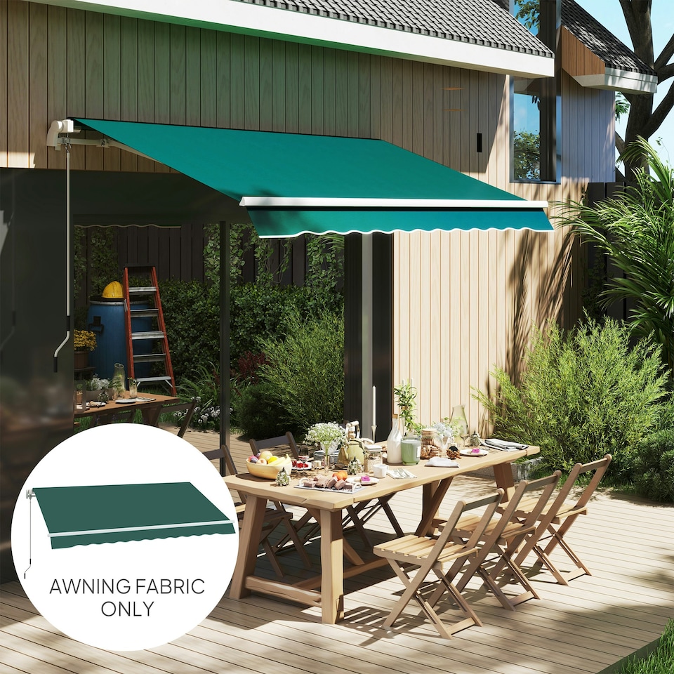 image 1 of Outsunny Replacement Canopy for 3 x 2.5 m Awning (Fabric Only), Green Cream | Cream