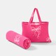 image 4 of OHS Bows Beach Towel with Bag Quick Dry Absorbent Travel Spa | Pink | Hot Pink | One size