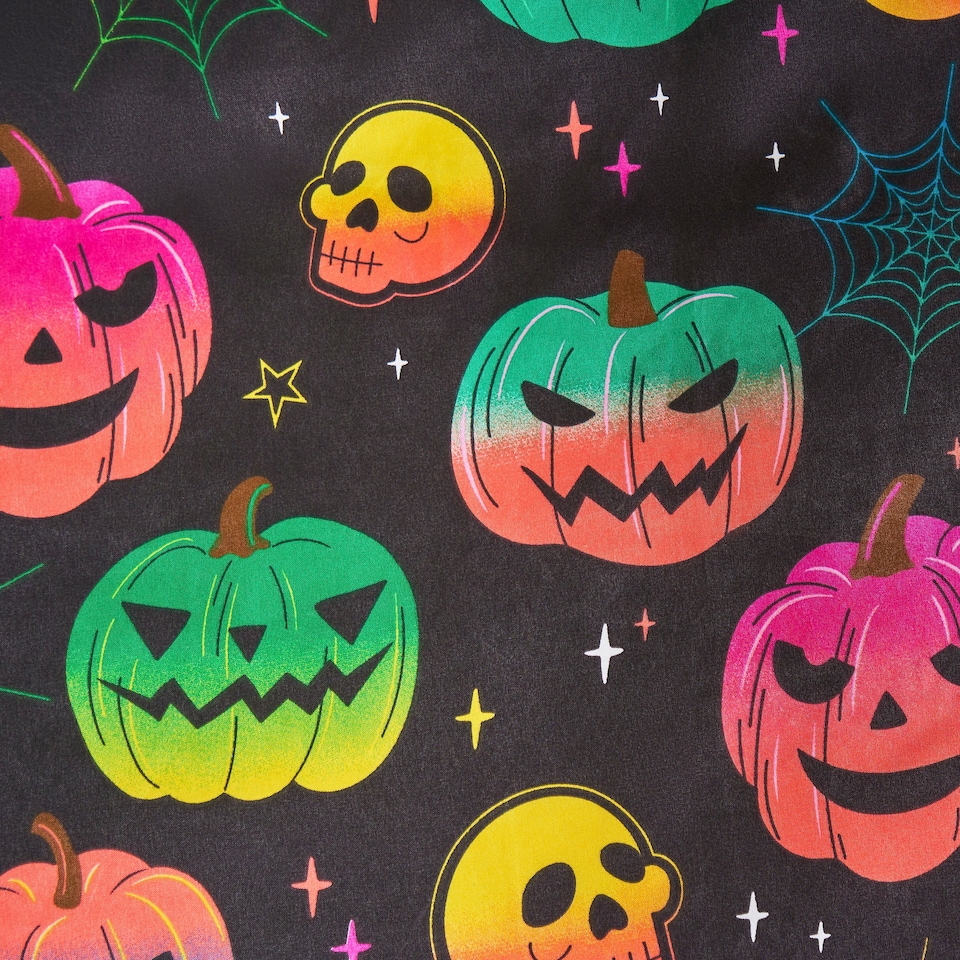 image 1 of OHS Halloween Pumpkin Ghost Ghouls Soft Plush Warm Duvet Cover and Pillowcase Bedding Set Black | Double