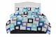 image 1 of Modern Blue And Grey Geometric Modern Duvet Cover And Pillowcase Set | White | King