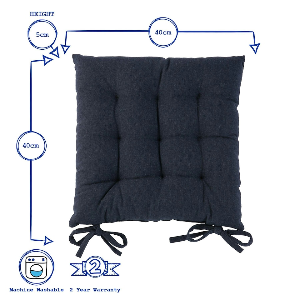 image 1 of Harbour Housewares Square Garden Chair Seat Cushions - Navy - Pack of 6 Blue