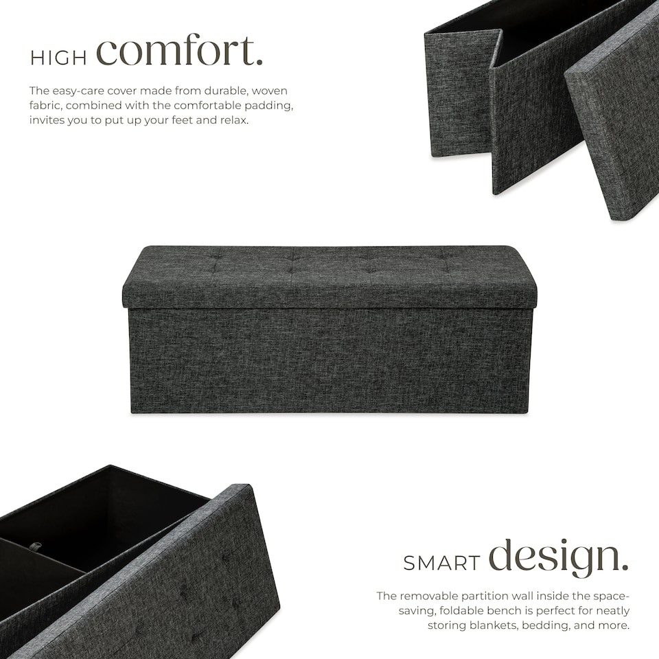 image 1 of Stool - foldable, padded, polyester, large storage space, 110 x 38 x 38 cm | Grey | dark grey | 110 x 38 x 38 cm | 1