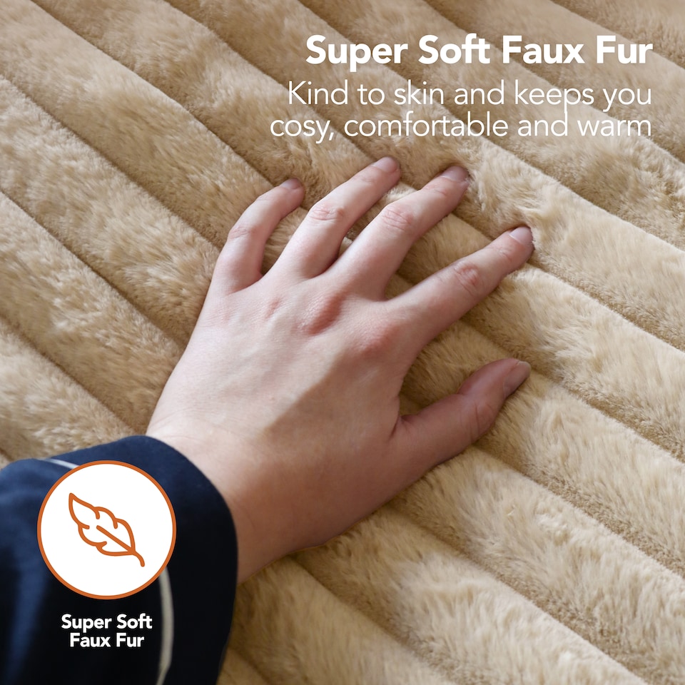 image 1 of Igenix Luxury Heated Throw 160 x 130 cm, 120W, Polyester, 1-9hr Timer, Machine Washable, Latte