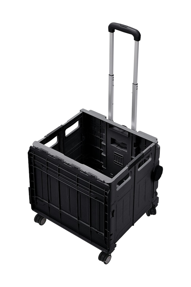 image 1 of Living and Home Collapsible Rolling Utility Crate - Black 75L | Black
