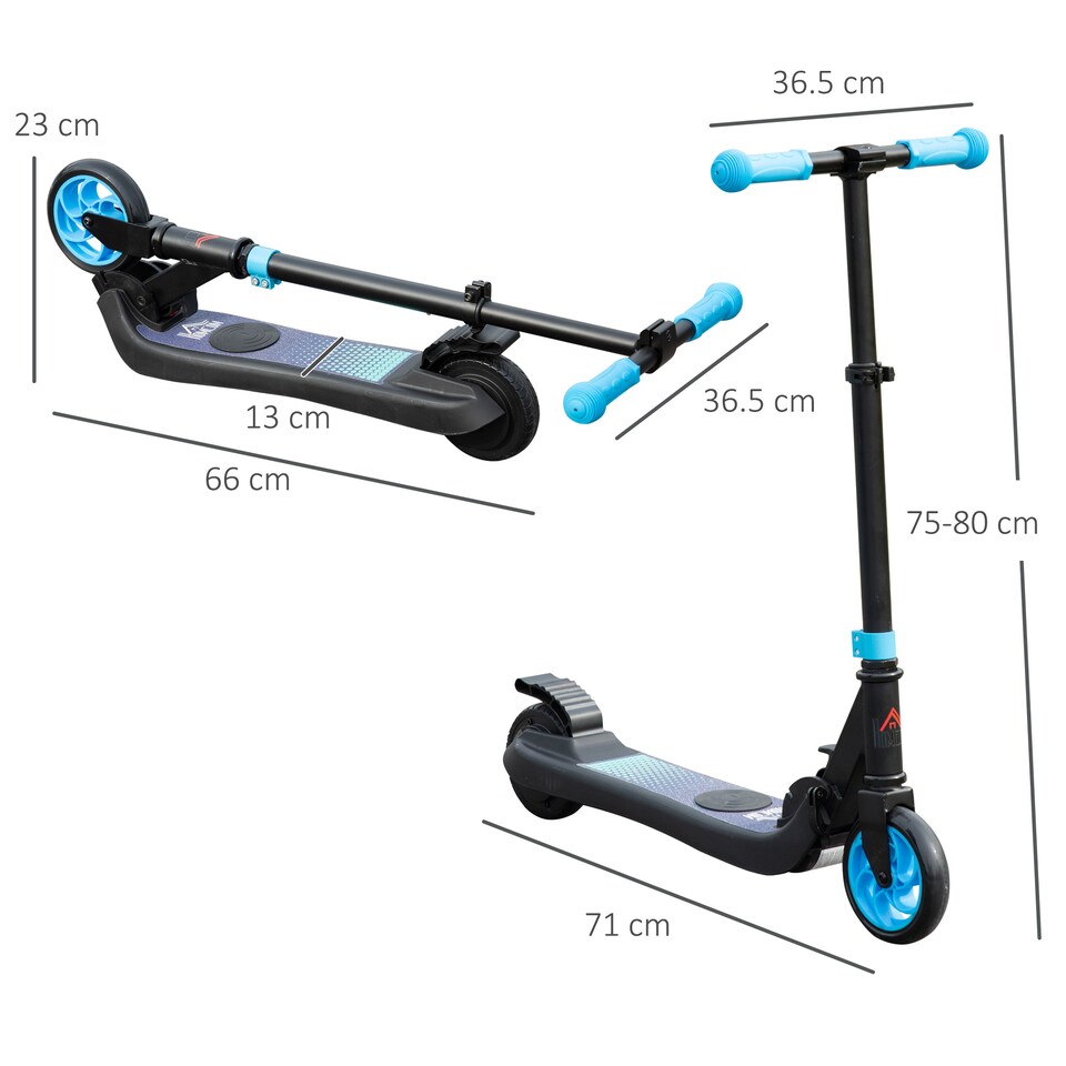 image 1 of HOMCOM Folding Electric Scooter with Rear Wheel Brake, Sky Blue