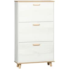 HOMCOM 12 Pair Slim Shoe Storage Cabinet w/ 3 Flip Drawers Cream