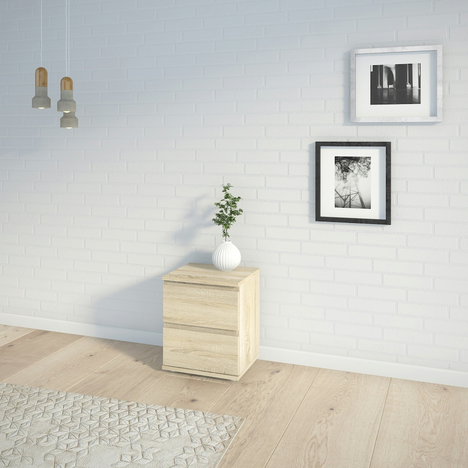 image 1 of Nova Bedside 2 Drawer in Oak