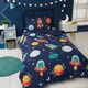 image 2 of Space and Aliens Glow in the Dark Duvet Cover Set with Pillowcase Multi | Double