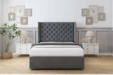 Sloomy Dior Armour Coniston Divan Bed With Mattress No Drawers With 54" Wingback Headboard 2'6 Small Single | Grey | Armour | Small Single | 1