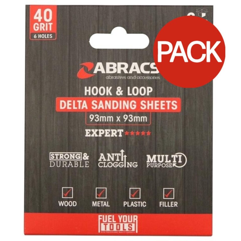 Abracs Hook & Loop Delta Sanding Sheets (Pack of 6) - Brown - 120g